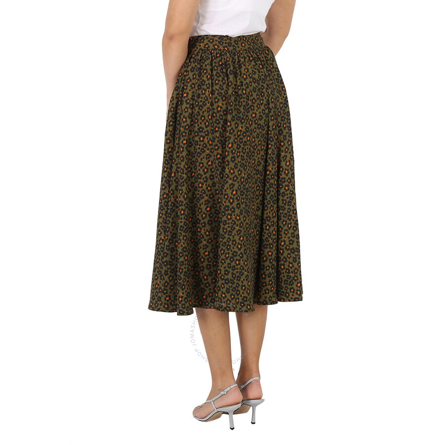 Kenzo Ladies Khaki Ditsy Floral Print Midi Skirt - 6