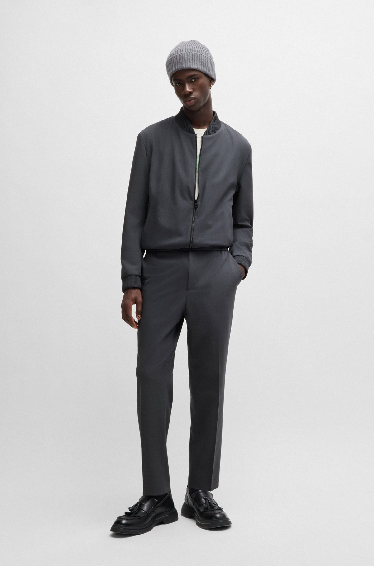 SLIM-FIT TROUSERS IN PATTERNED STRETCH TWILL - 3