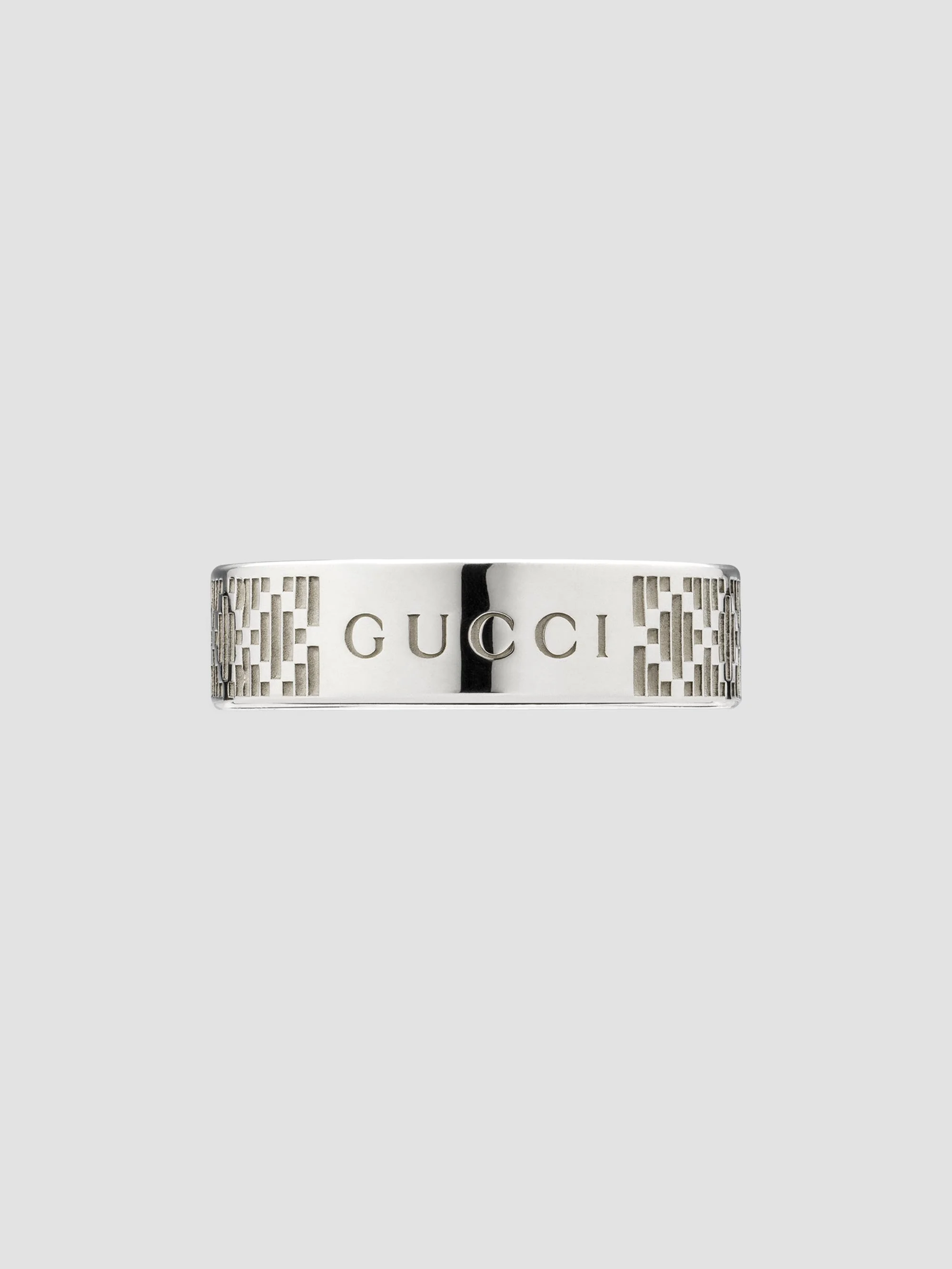 Men's Diamante Sterling Silver Band Ring - Silver - 1