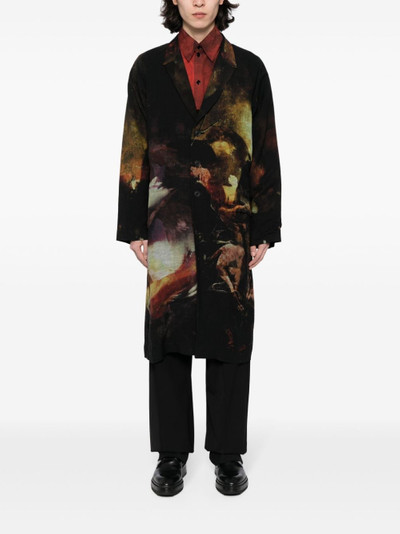 Yohji Yamamoto abstract-print single-breasted coat outlook