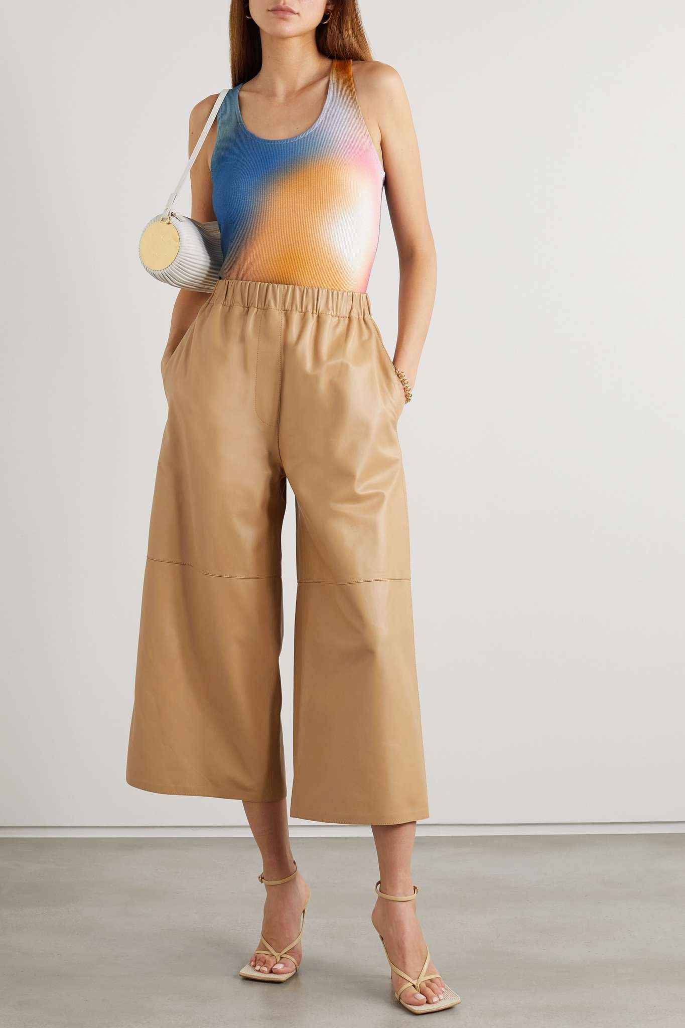 Cropped leather wide-leg pants - 2