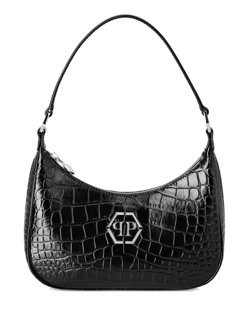 crocodile-embossed shoulder bag 1