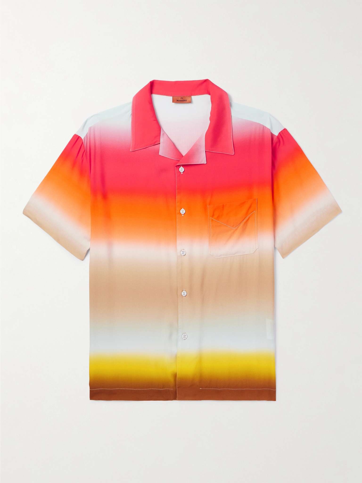 Camp-Collar Ombré Striped Voile Shirt - 1