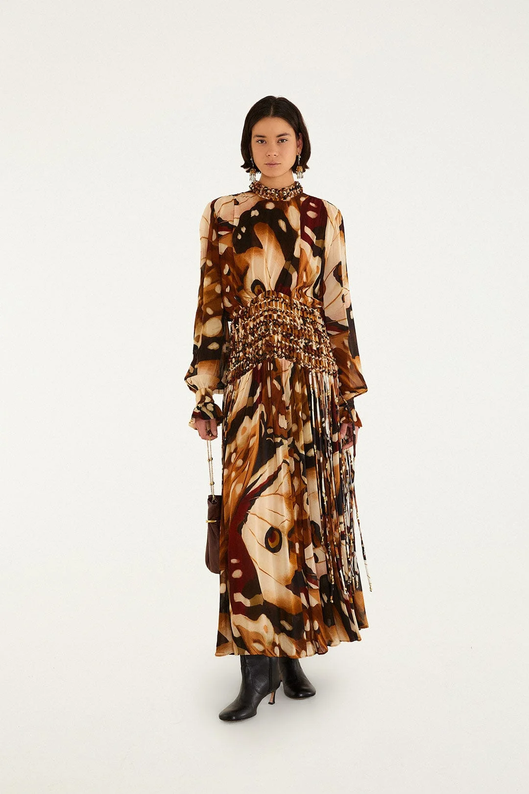 Borbofly Long Sleeve Macrame Maxi Dress - 1