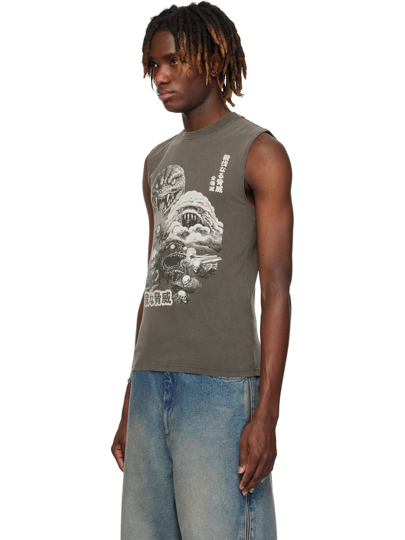 LU'U DAN Gray Sleeveless T-shirt outlook