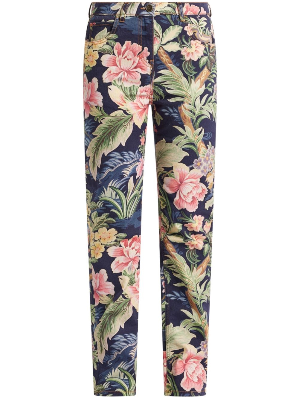 floral-print jeans - 1