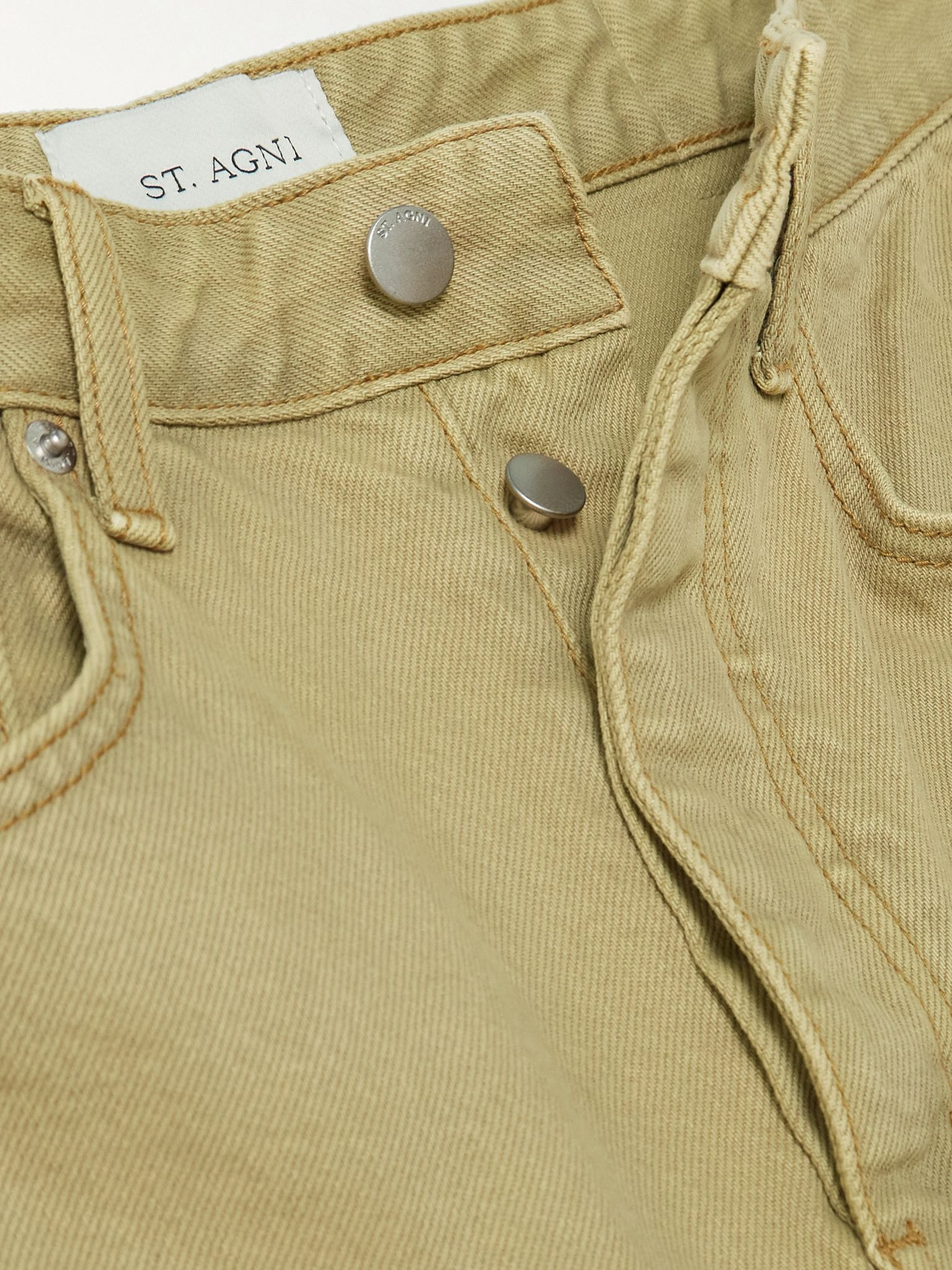 Paneled mid-rise wide-leg organic jeans Sand - 5