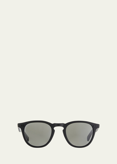 Garrett Leight Men's Hampton X Round Acetate Sunglasses, Black outlook