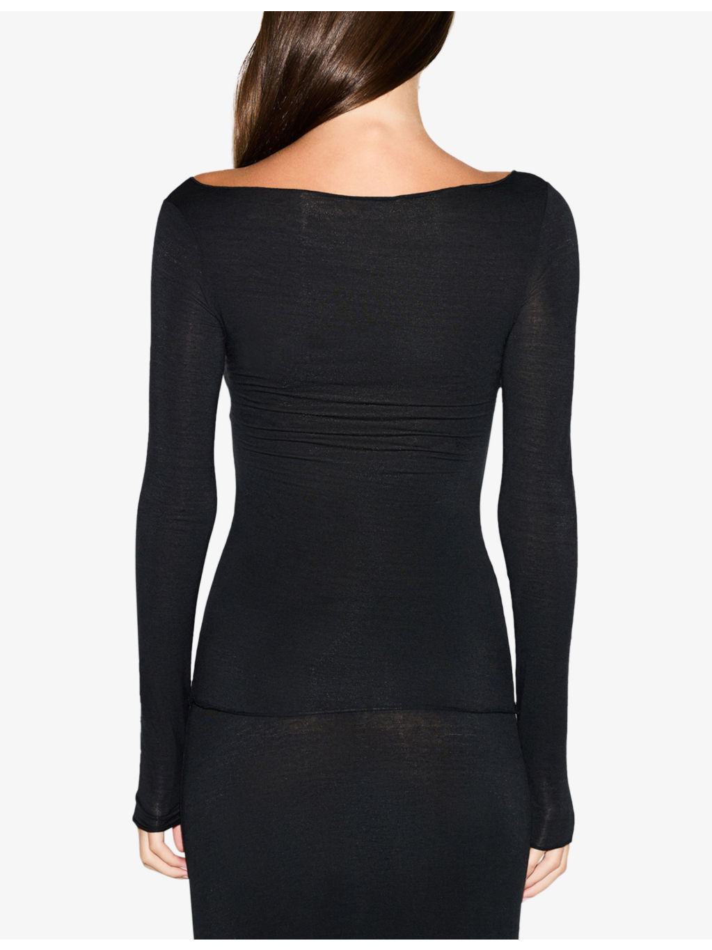 Boat-Neck Long-Sleeve Stretch-Modal T-Shirt - 4