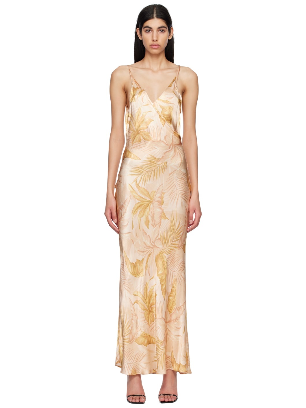 Gold Dusty Palms Maxi Dress - 1