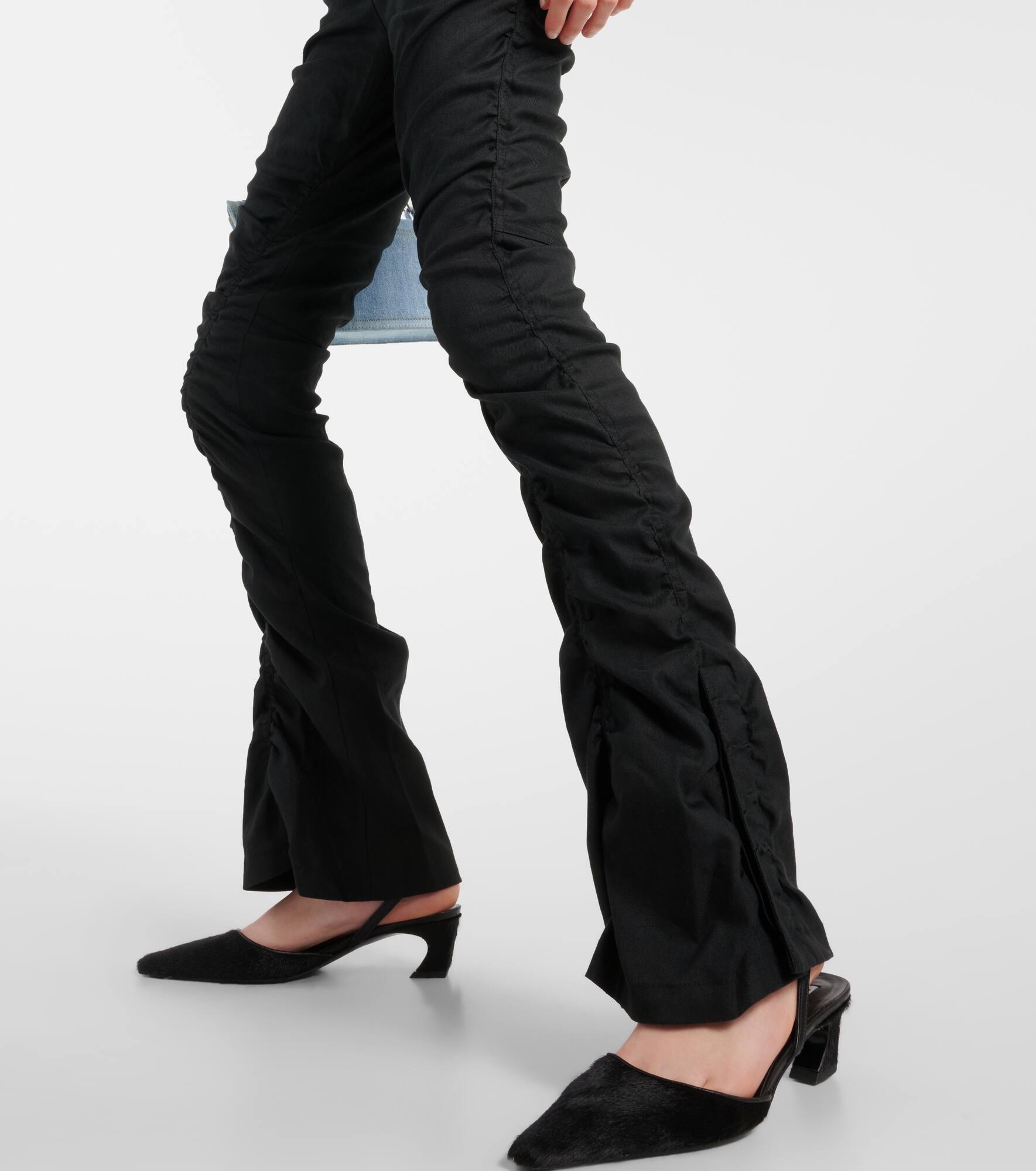 Mid-rise linen-blend flared pants - 5