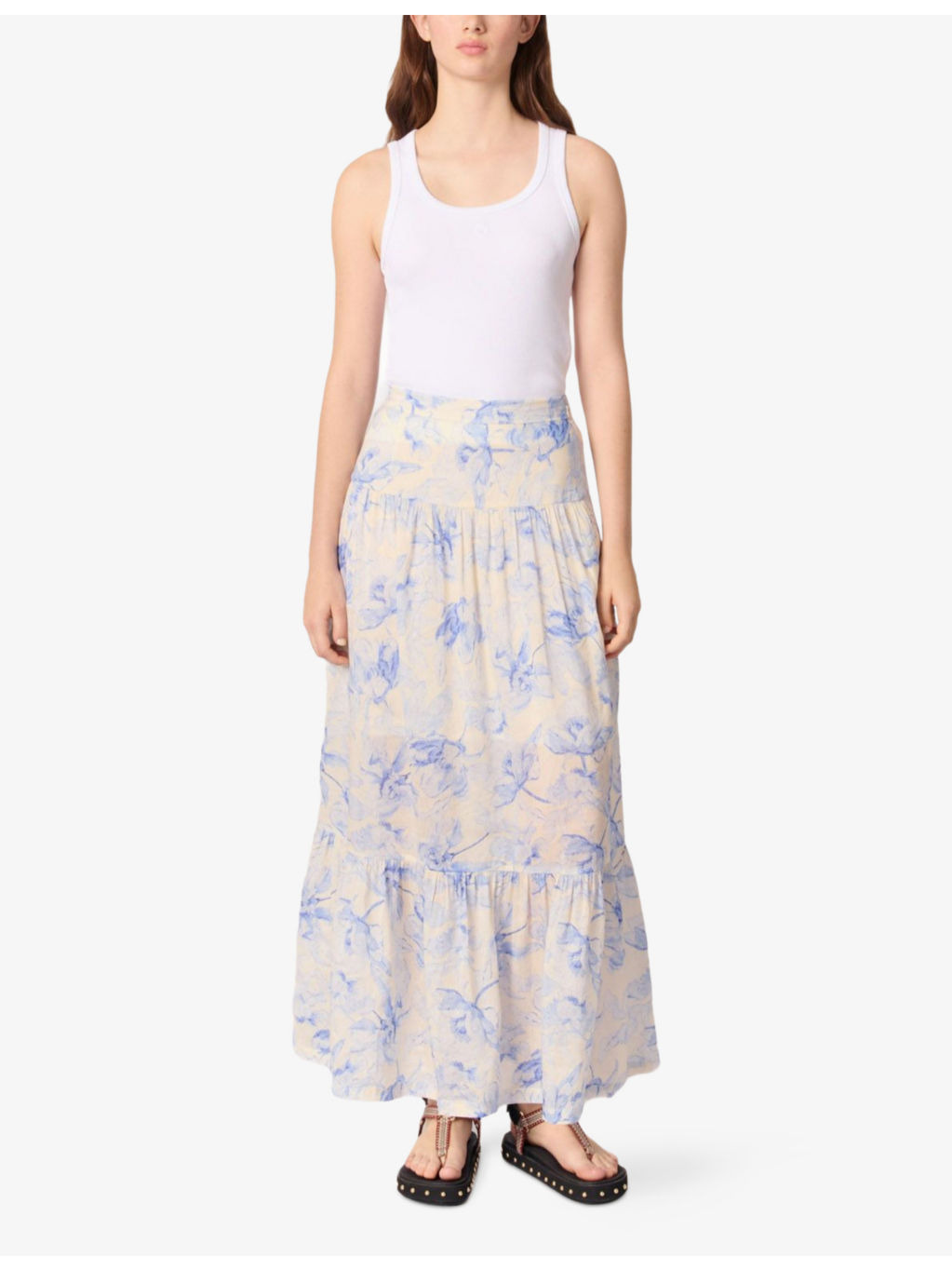 Floral-Print Linen-Blend Maxi Skirt - 2