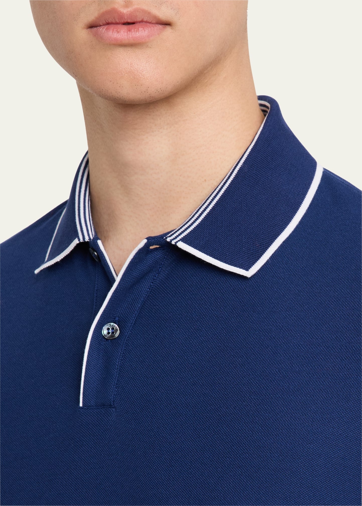 Men's Brentwood Tipped Jersey Pique Polo Shirt - 5