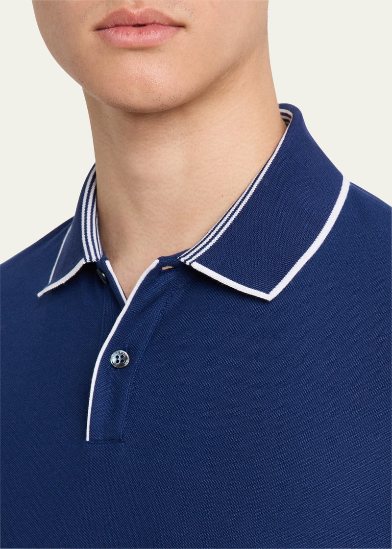 Men's Brentwood Tipped Jersey Pique Polo Shirt 5