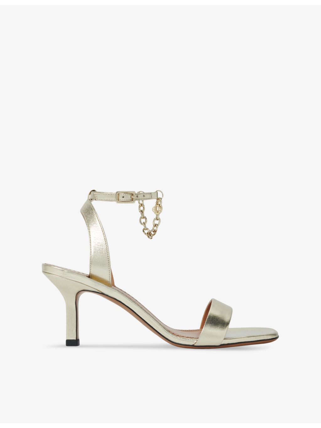 Chain-embellished leather heeled sandals - 1
