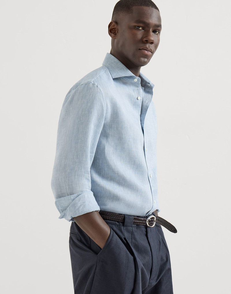 Linen easy fit shirt with spread collar 2