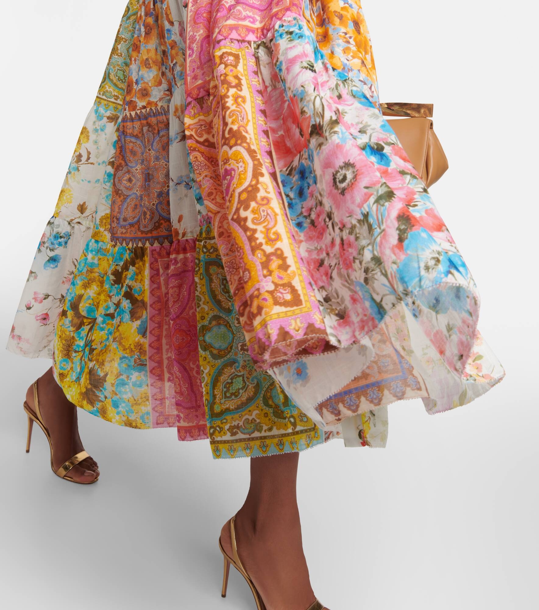 Halcyon patchwork cotton midi dress - 5