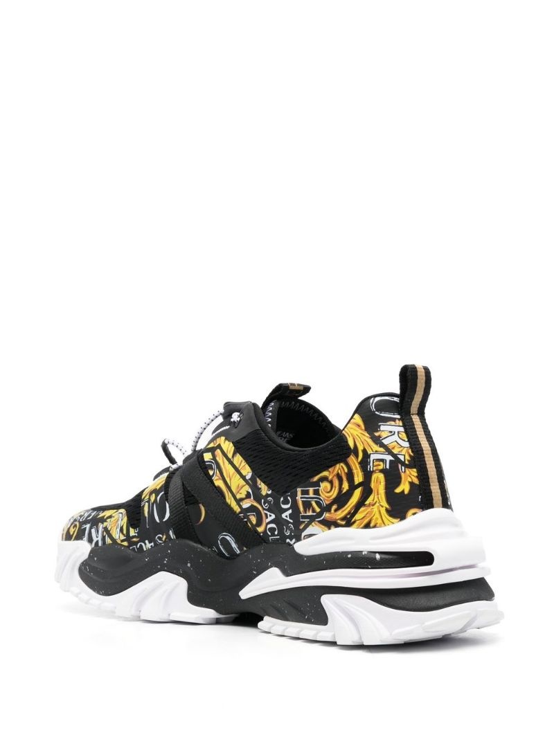 Barocco-print low-top sneakers - 3