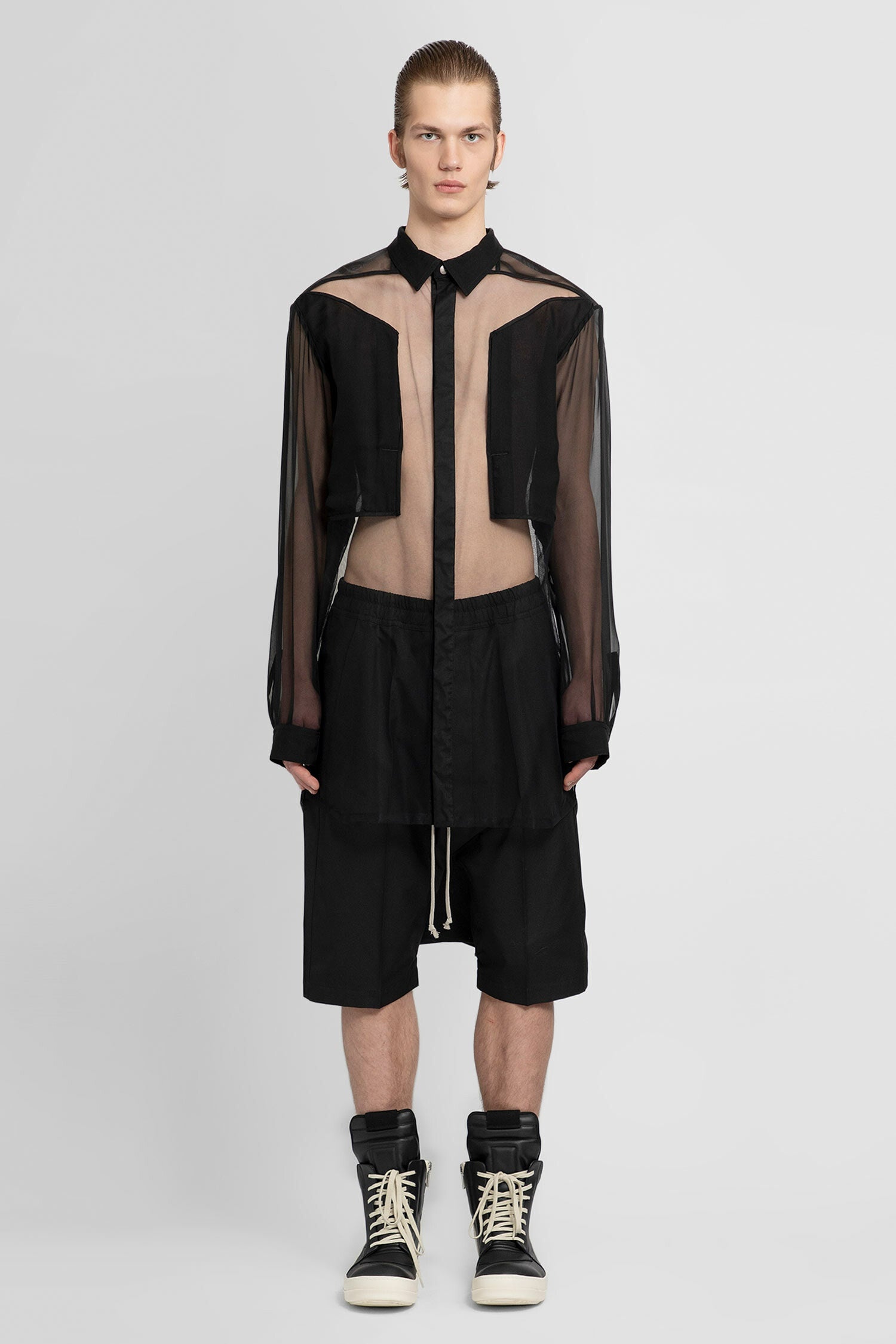 RICK OWENS MAN BLACK SHORTS - 5