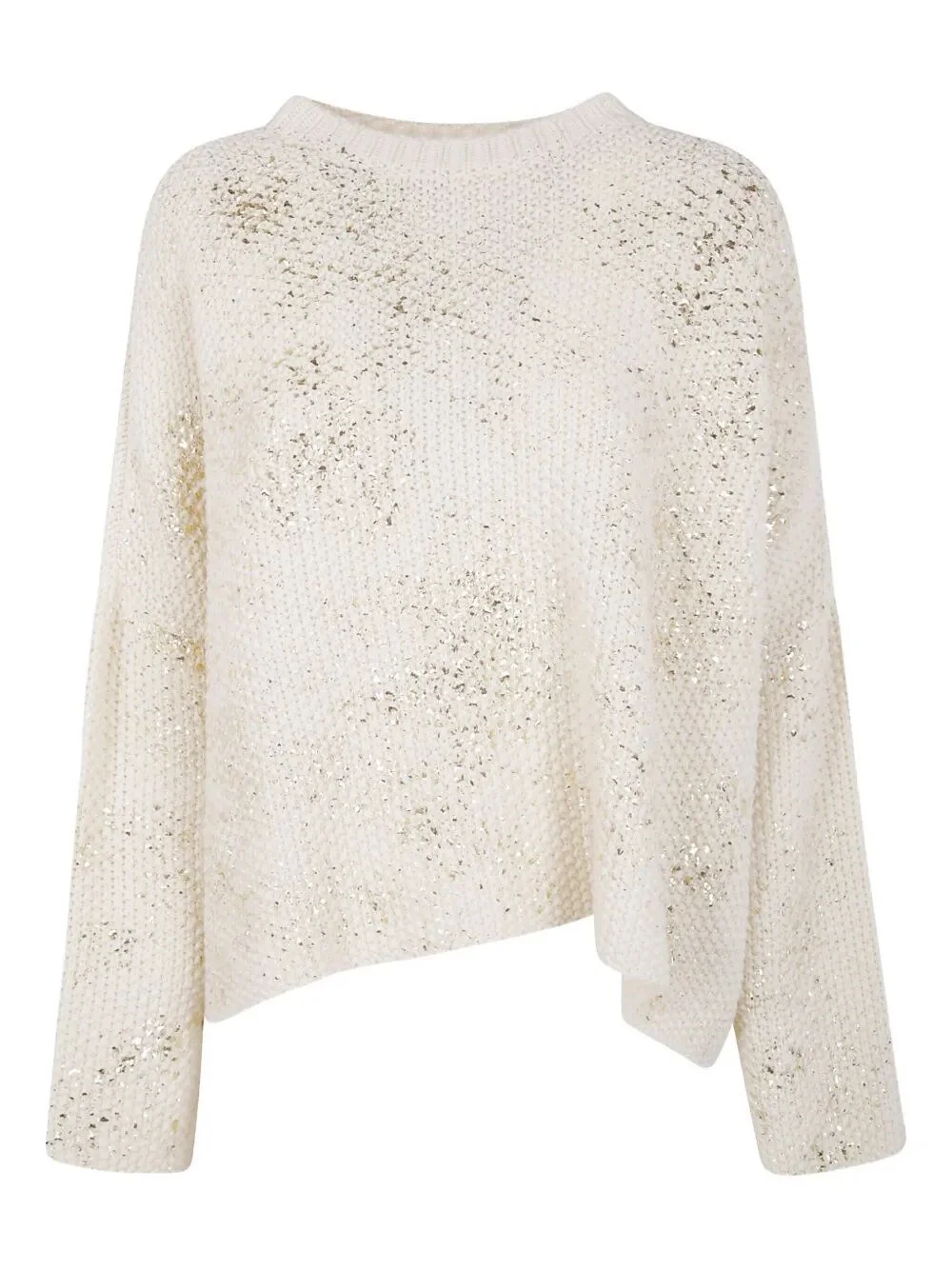 "Moss" Stitch Round Neck Over Pullover With Shadows, Laminat - 1