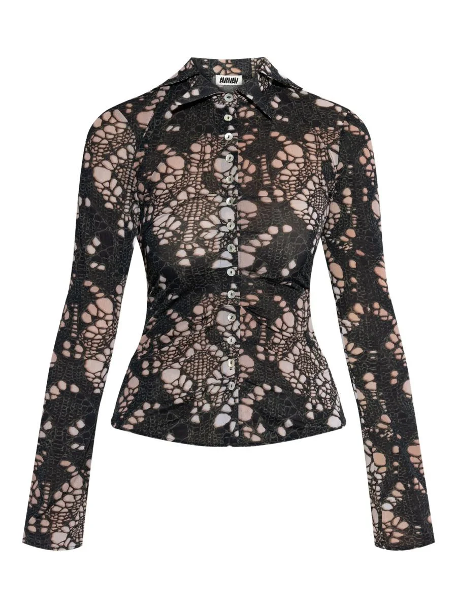 Avavav Spiky Printed Distressed Knit Clothing - 1