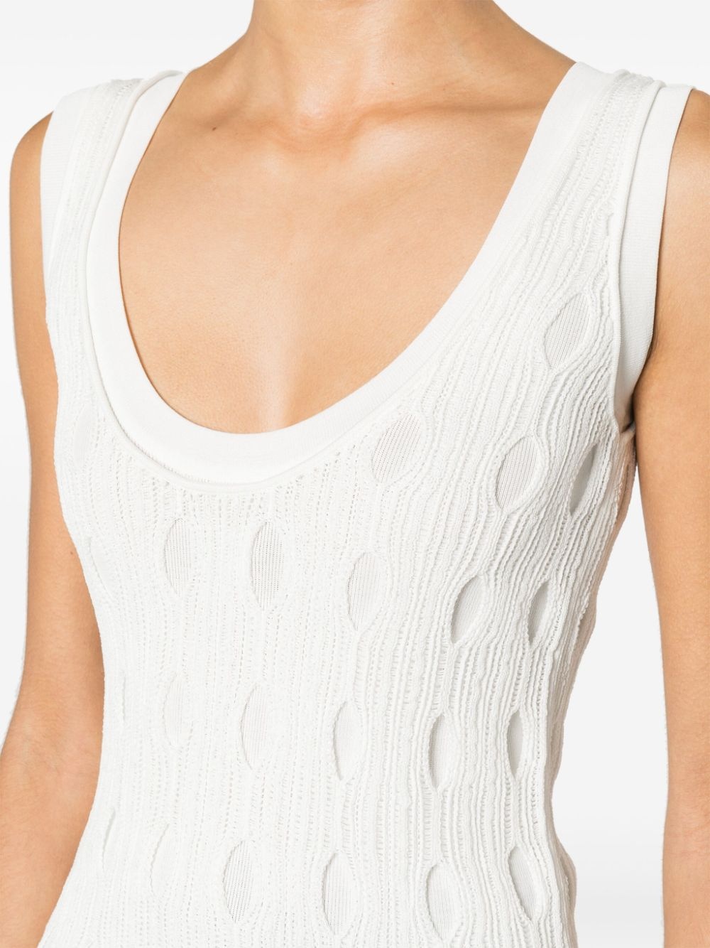 V-neck open-knit tank top - 5