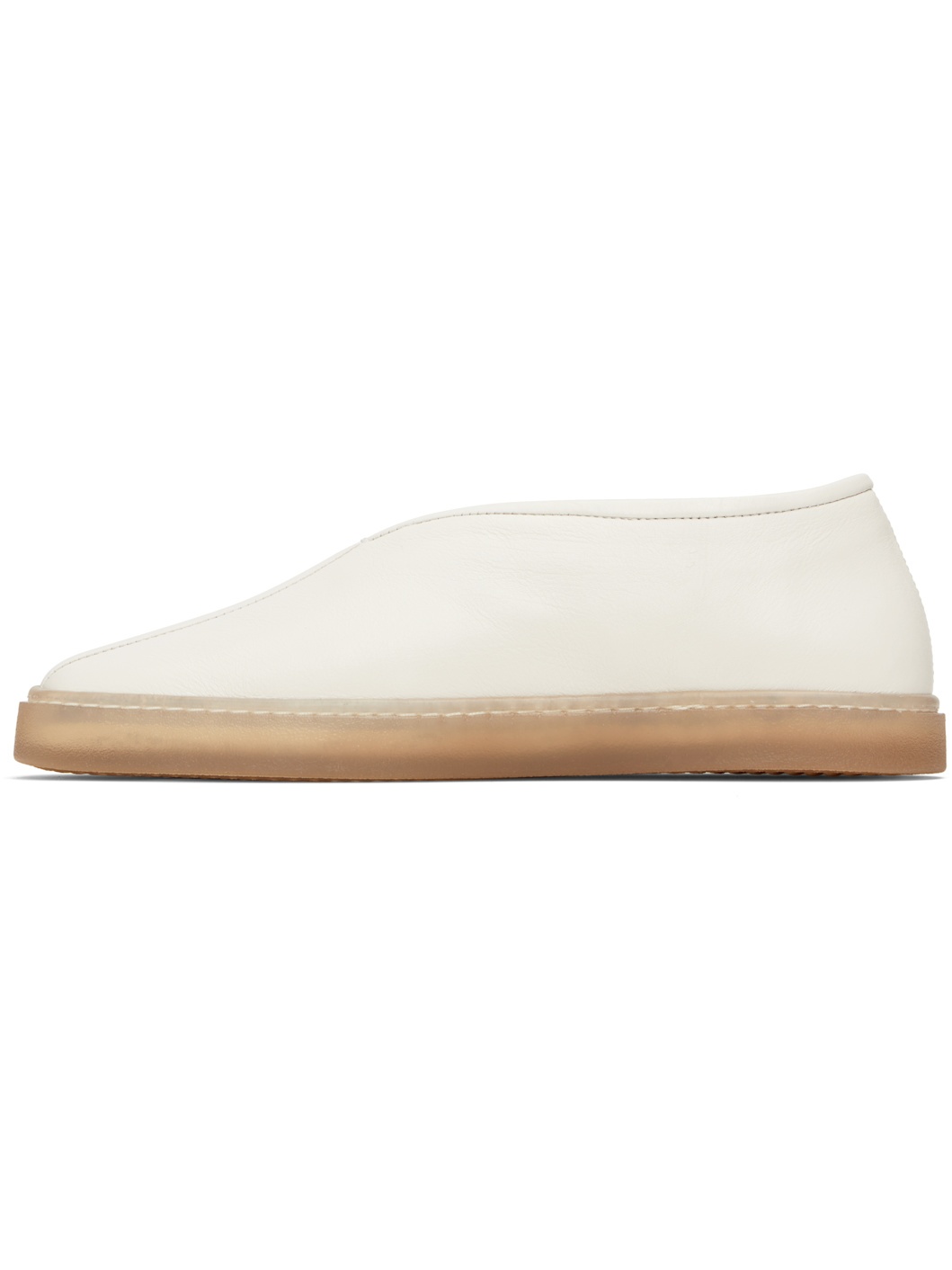 White Linoleum Piped Loafers - 3
