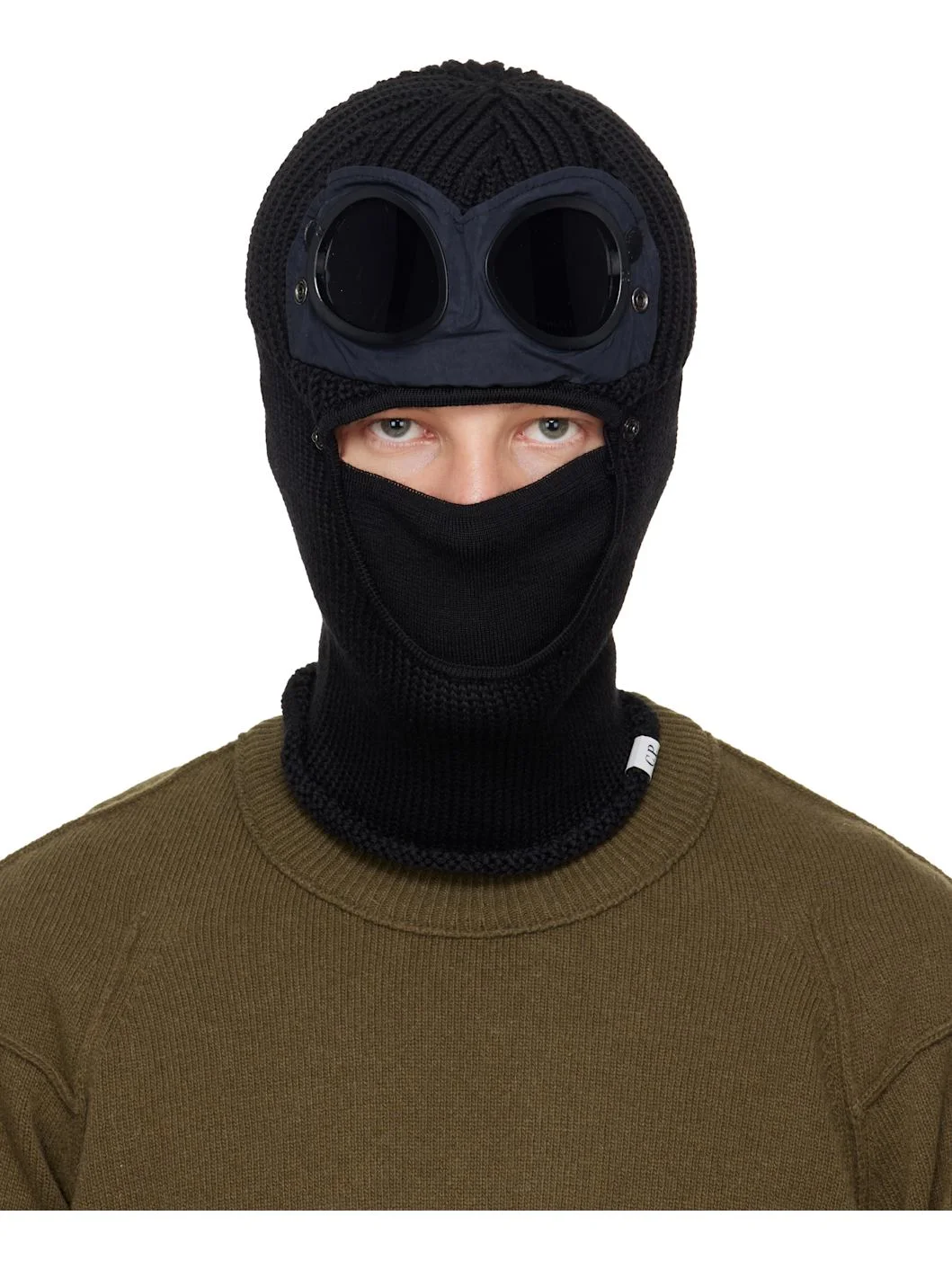 Black Extrafine Merino Wool Goggle Balaclava - 1