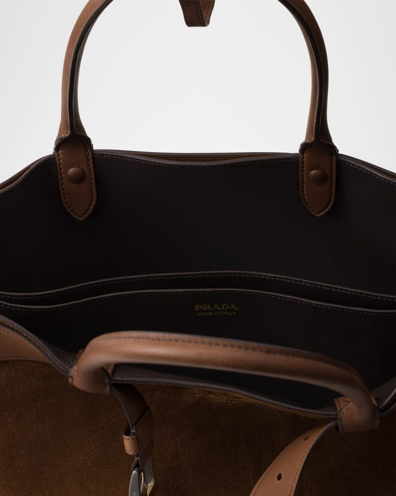 Men's Buckle Suede Shoulder Bag with Belt 4