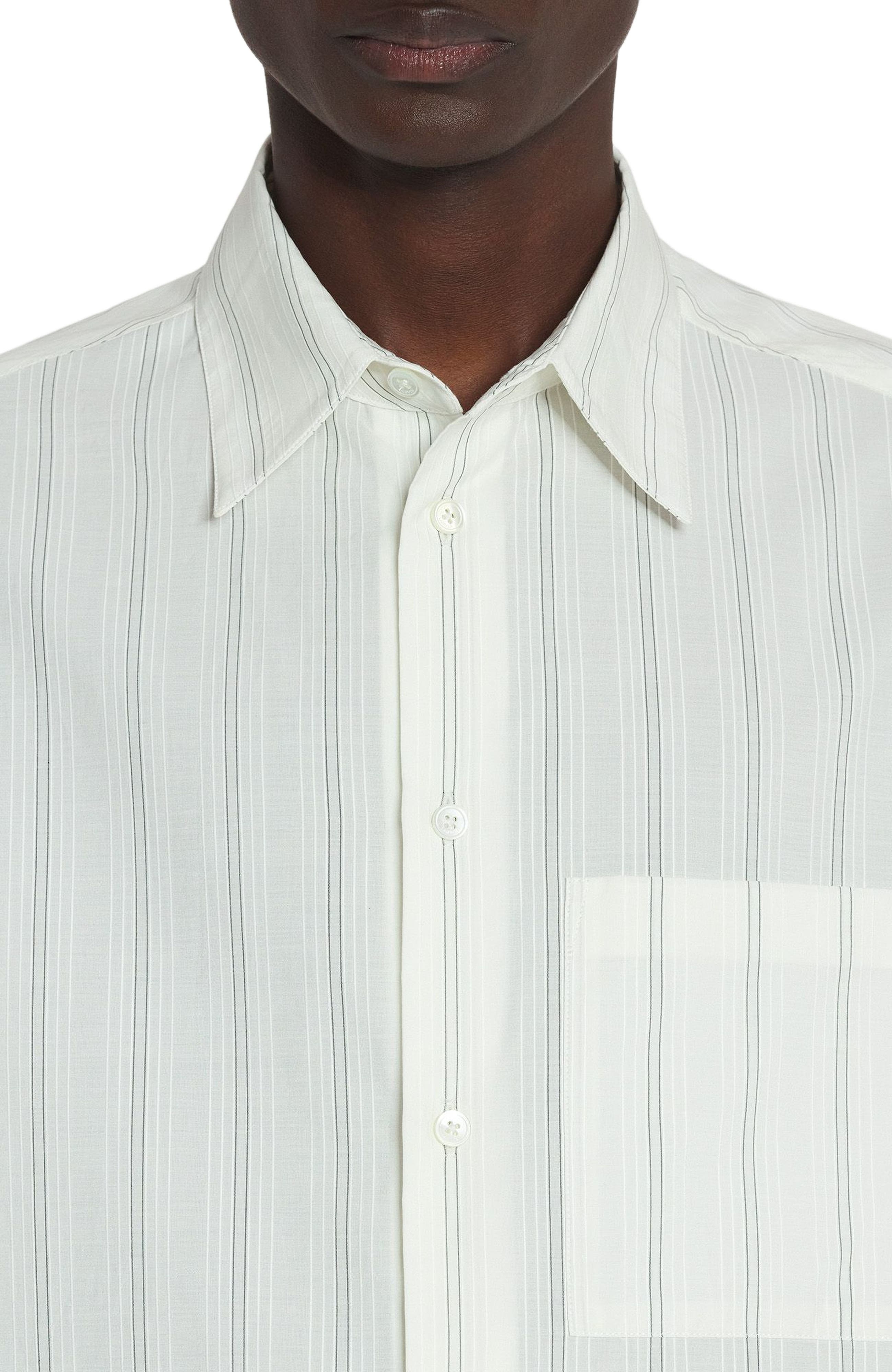 Lanvin STRAIGHT COTTON SHIRT in White/black at Nordstrom - 5