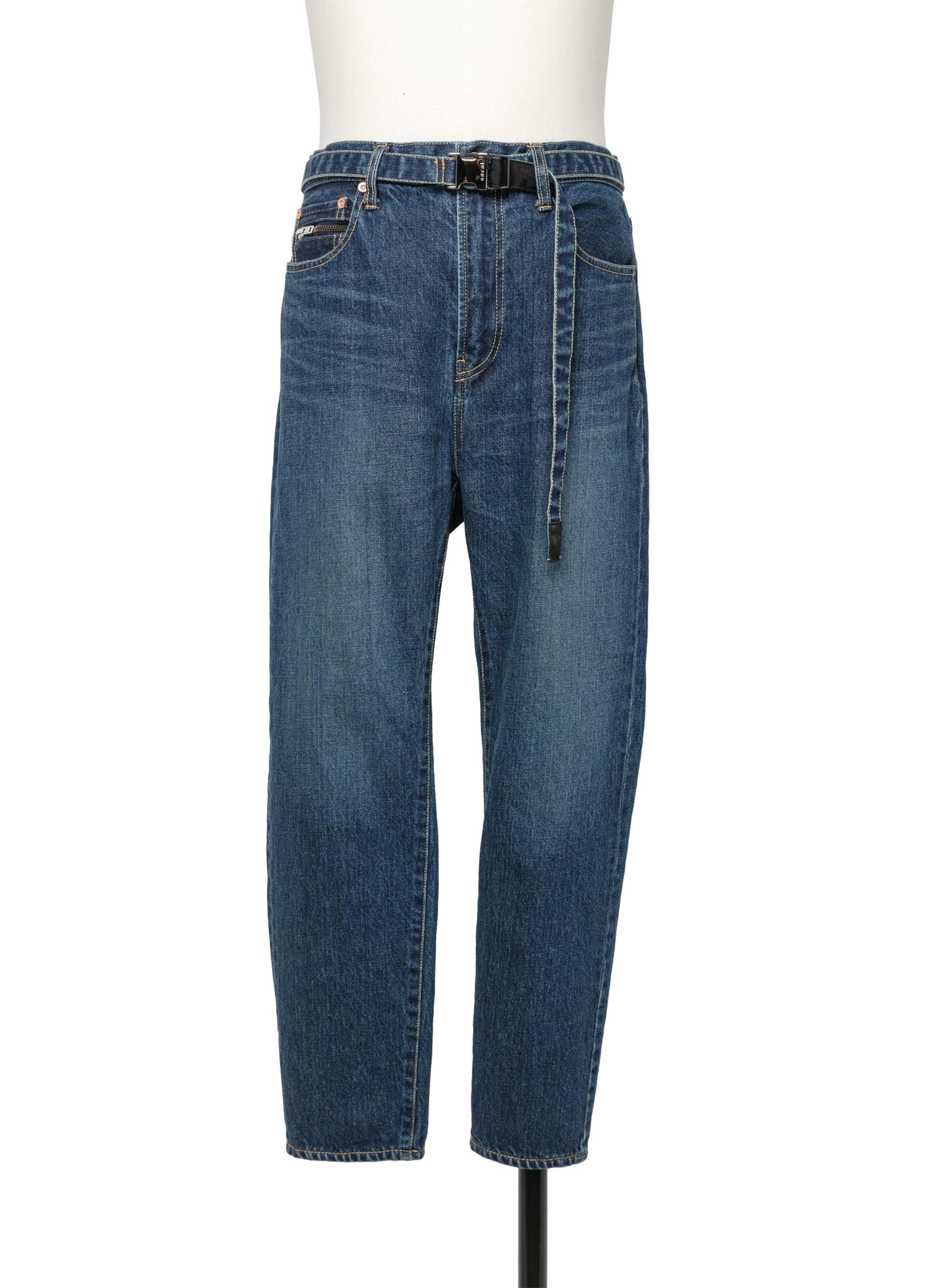 Cropped Tapered Denim Pants - 1