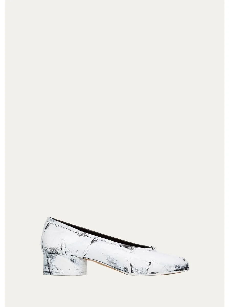 35mm Tabi Painted Leather Ballerina Pumps - 1