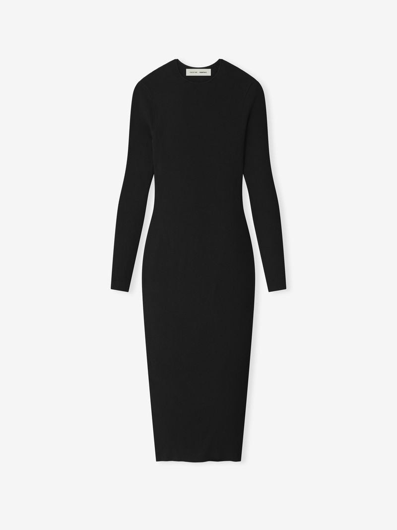 Womens Rib Long Sleeve Dress - 1