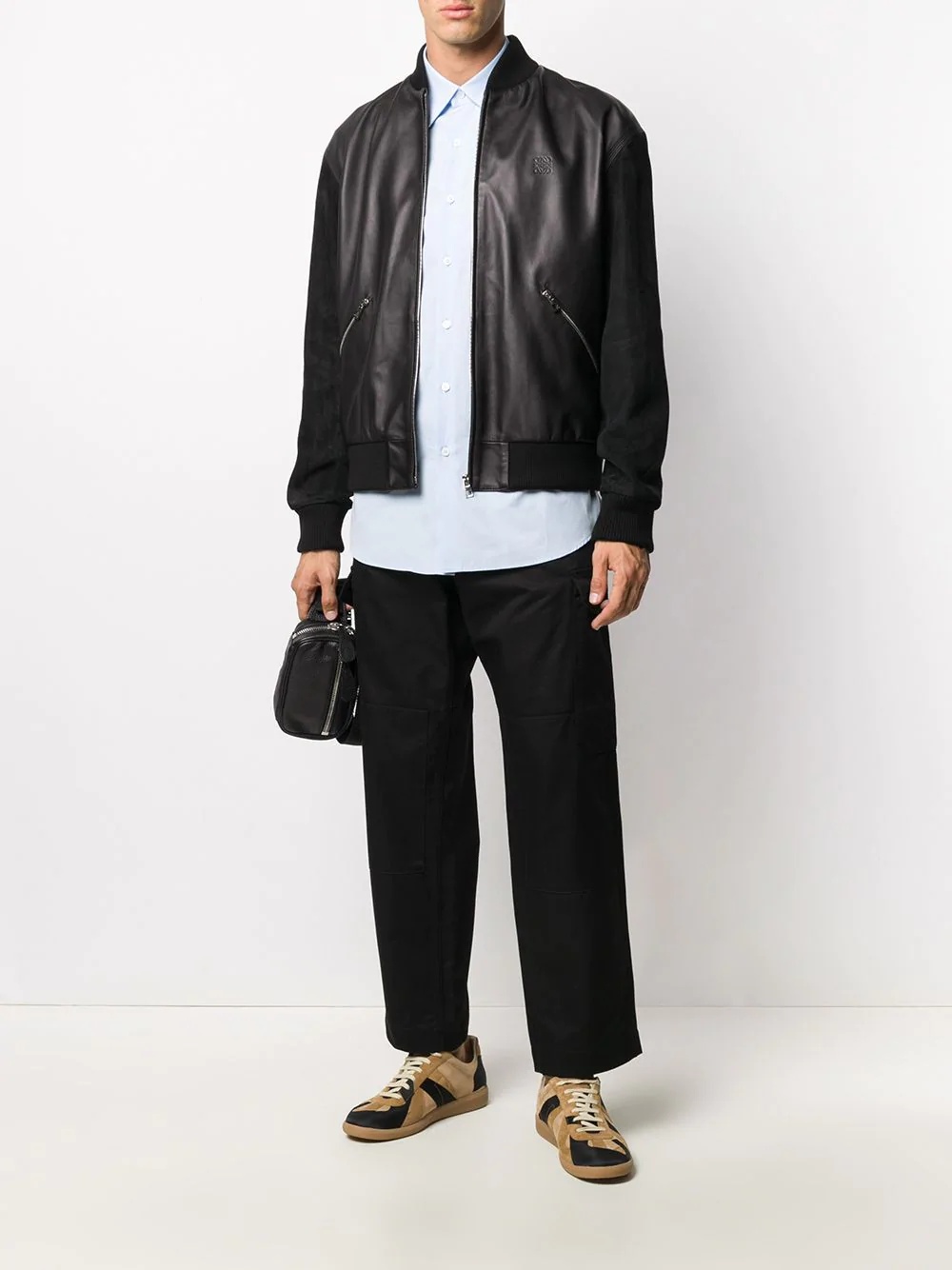 embossed lambskin bomber jacket - 2