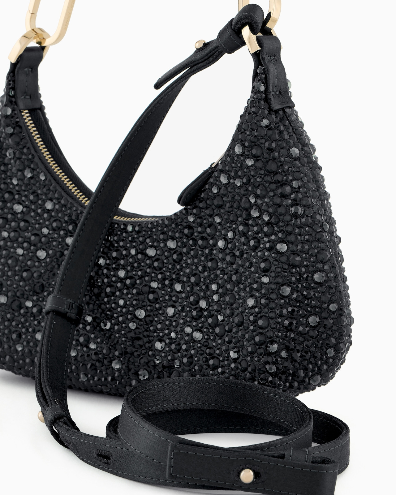 La Prima satin and rhinestone mini hobo bag - 5