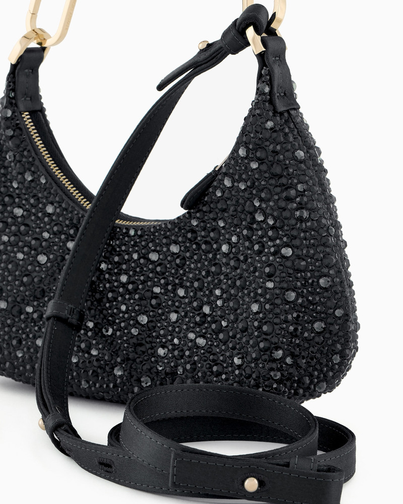 La Prima satin and rhinestone mini hobo bag 5