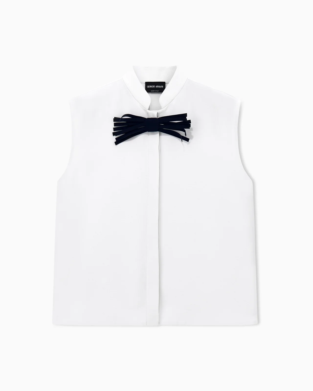 SHIRT SLEEVELESS MANDARIN COLLAR SILK CADY DETACHABLE BROOCH - 1