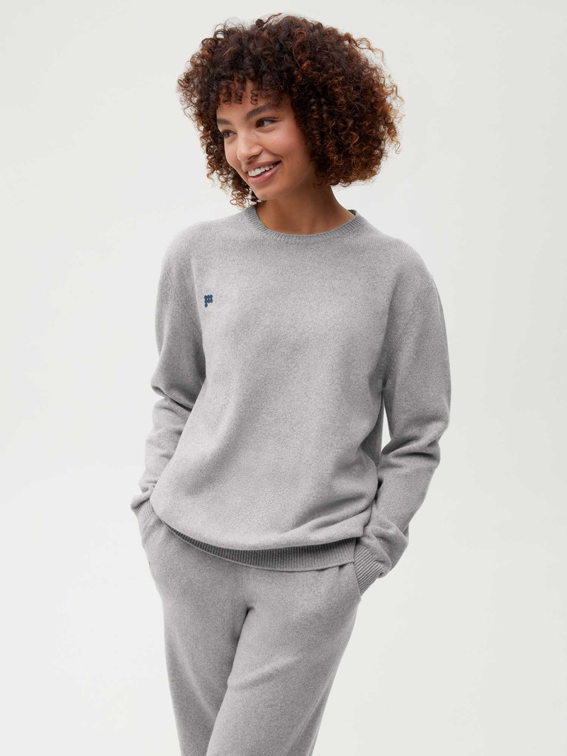 PANGAIA Womens Recycled Cashmere Crewneck Sweatshirt - Pale Grey Melange outlook