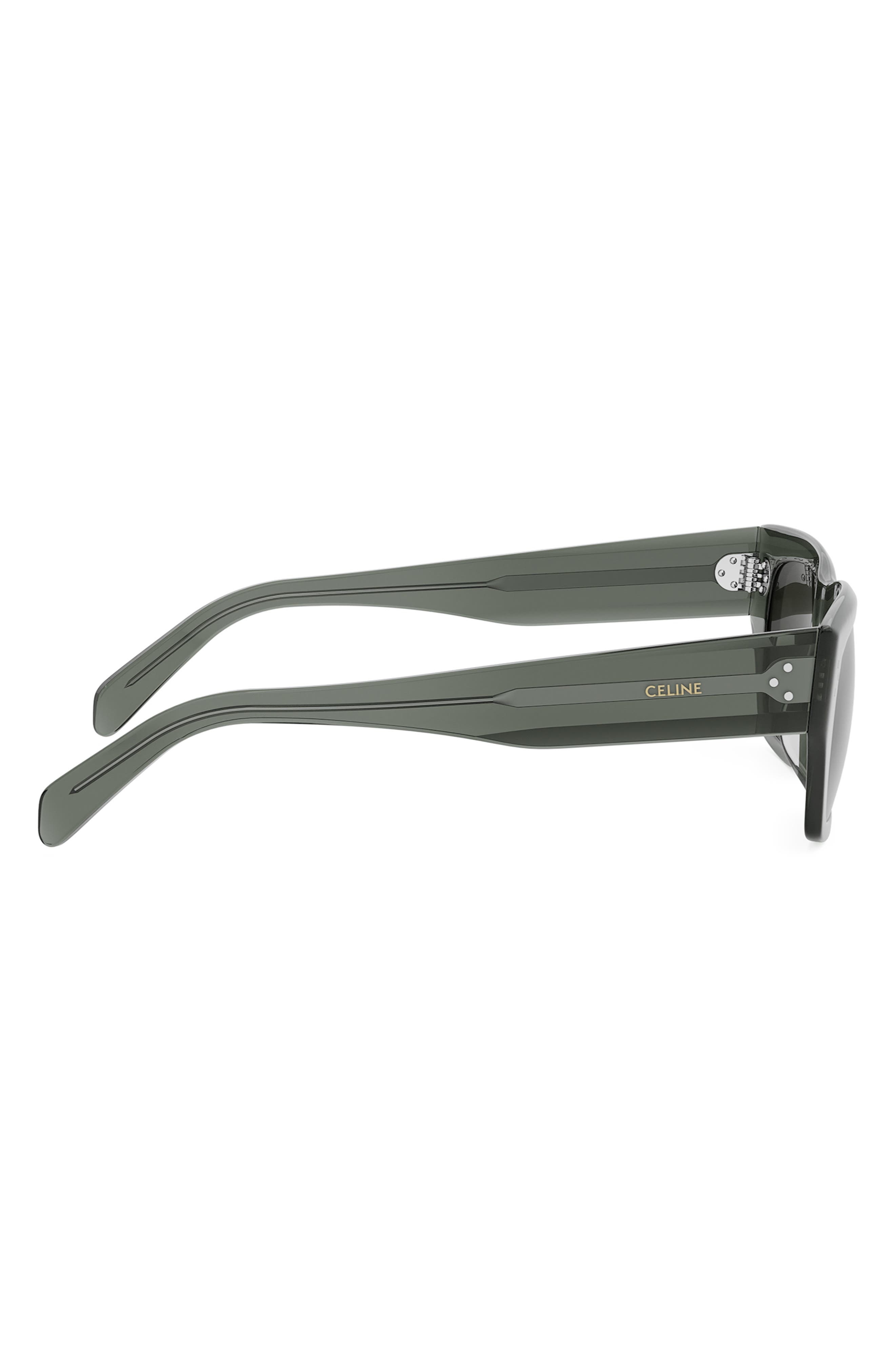 CELINE Bold 3 Dots 53mm Geometric Sunglasses in Light Green /Smoke at Nordstrom - 7