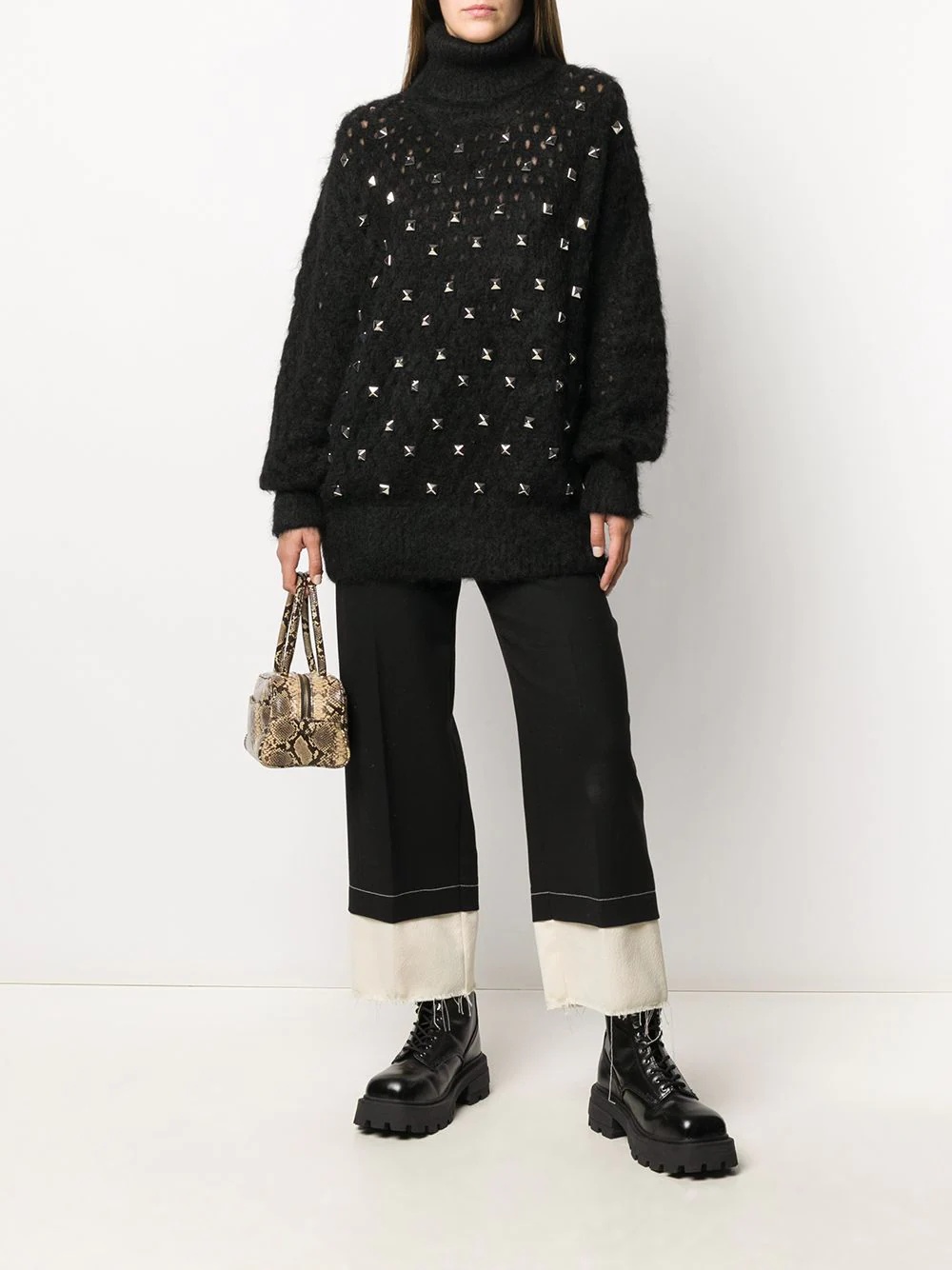 open knit jumper with rockstud detailing - 2