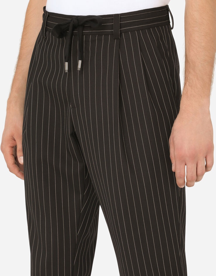 Pinstripe wool jogging pants - 5