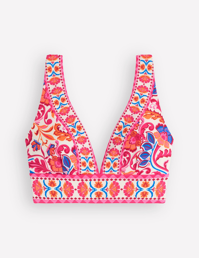 Porto Bikini Top-Pink Power, Flourishing Meadow - 1