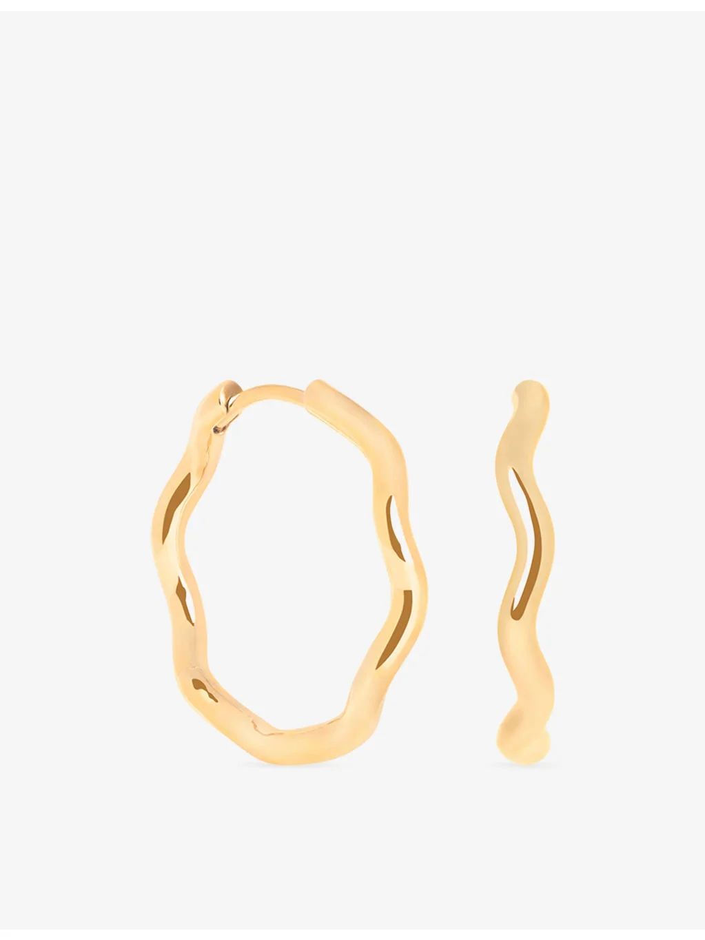 Ripple 18ct Gold-Plated Sterling Silver Hoop Earrings - 1