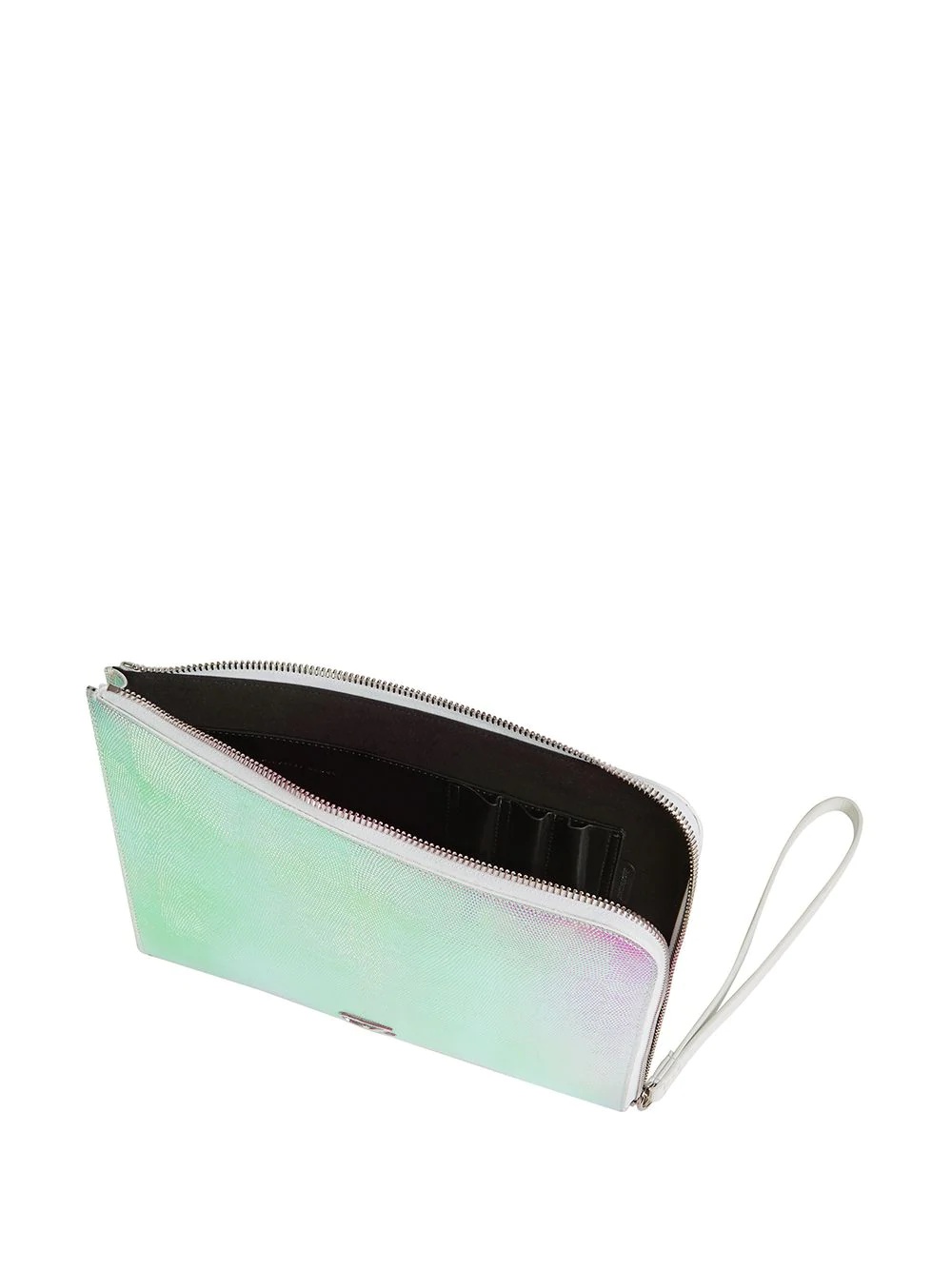 metallic-print zipped clutch bag - 4