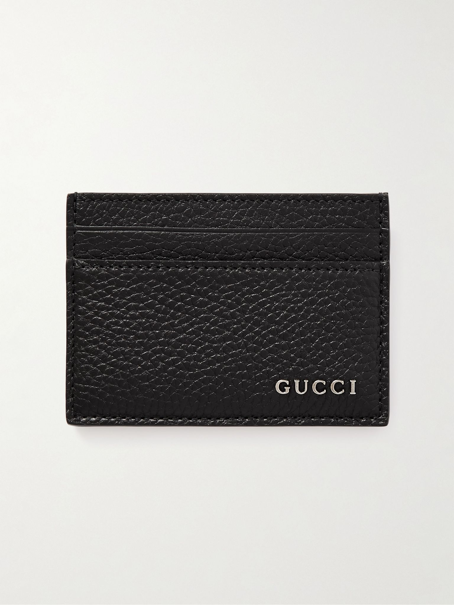 Logo-Embellished Full-Grain Leather Cardholder Black - 1