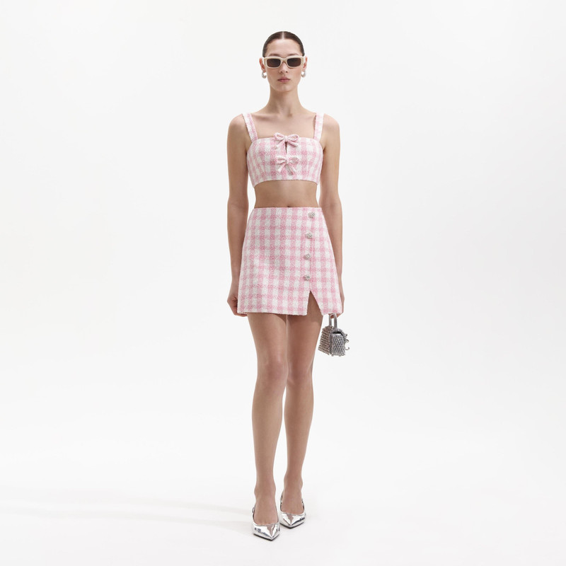 Pink Check Boucle Mini Skirt 1