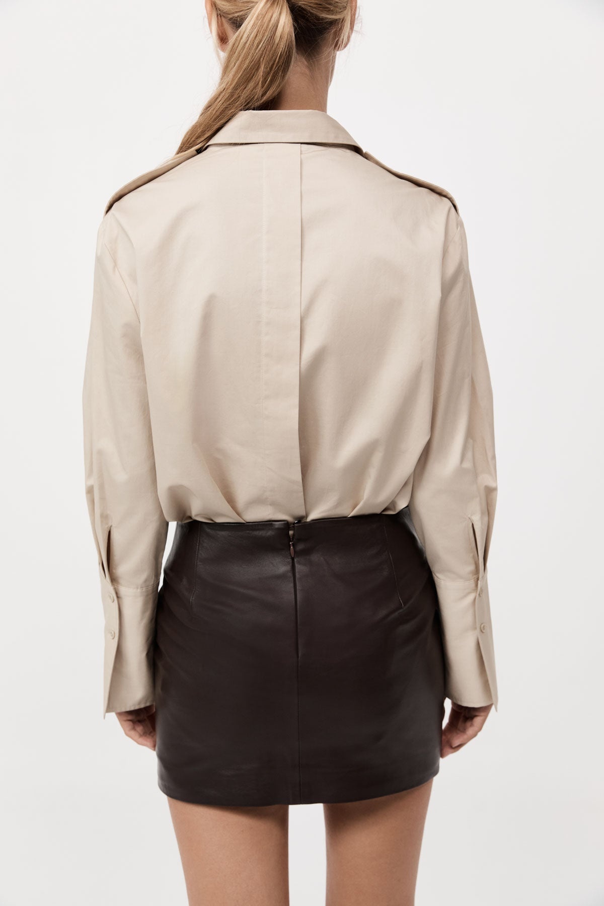 Leather Mini Skirt - Chocolate - 4