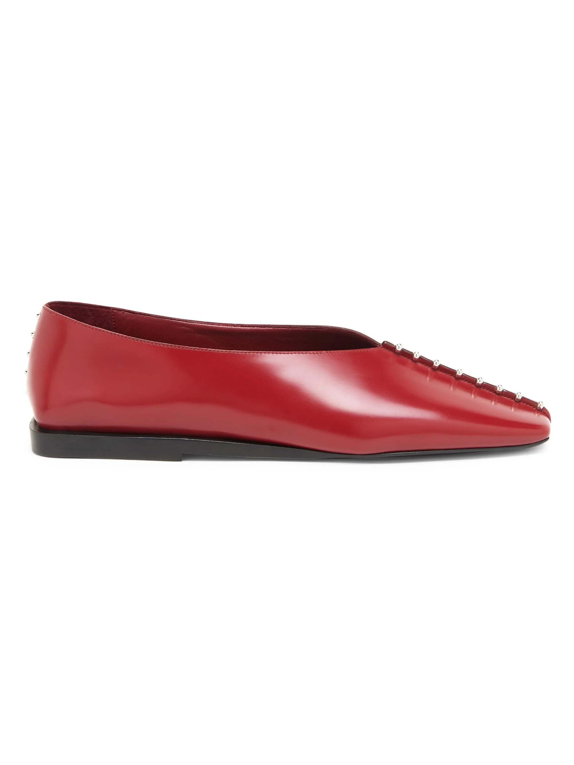 Women's Embellished Leather Ballerina Flats - Cedar Red - 1