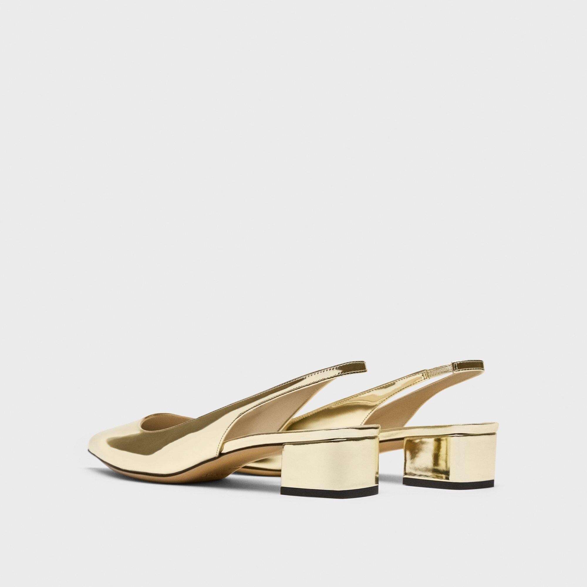 Slingback Pump in Metallic Leather - 4