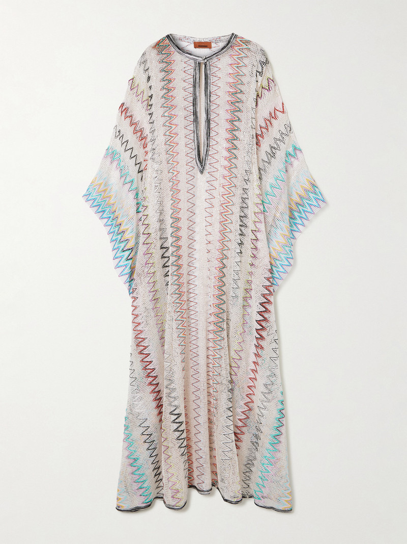 Sequined Striped Embroidered Open-knit Coverup 1